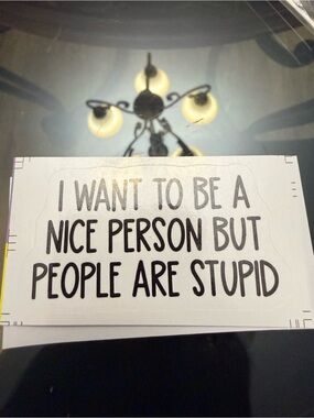Humorous Text Sticker — Black & White "I Want To Be A Nice Person"